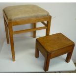 1950s light oak dressing table stood with inset padded top, and a small late Victorian beech