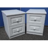 Pair of white finish bedside chests of two drawers (40cm x 50cm x 55cm)