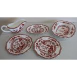 Comprehensive Coalport Indian Tree Coral pattern part dinner service including various dinner