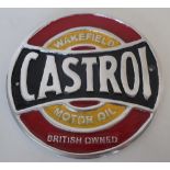 Aluminium reproduction Castrol Oil circular sign (20cm diameter)