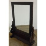 Chinese table mirror, rectangular plate in hardwood frame and stand (46cm x 81cm)
