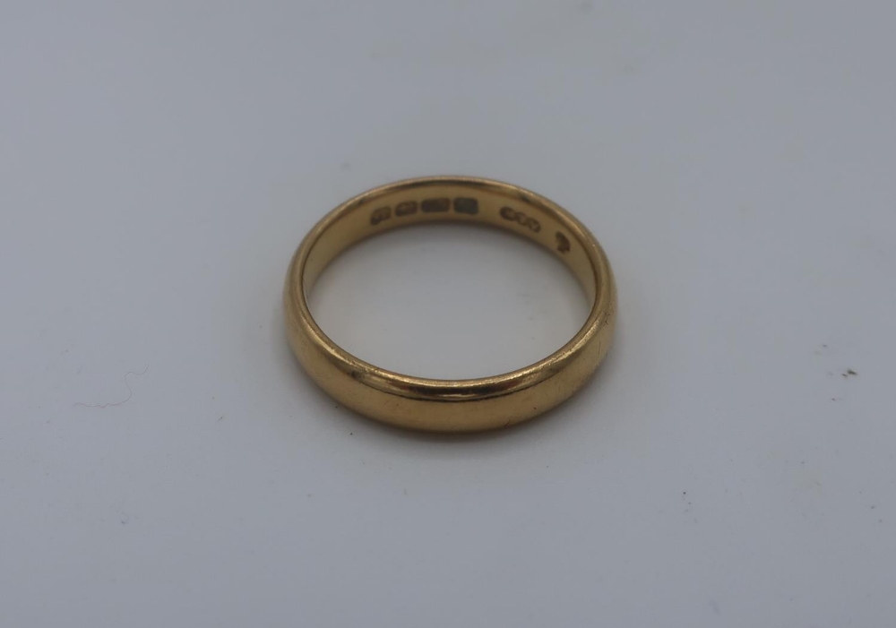 Two 22ct hallmarked gold wedding bands, 7.6g - Image 2 of 3