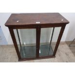Edwardian mahogany framed table top display cabinet, glazed all round and with two glass shelves (