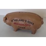 Quality reproduction cast metal William Moland's and Sons Quaker City Hams money box (9cm)