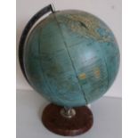 Danish Terrestrial globe on modern mahogany octagonal plinth (approx 90cm)