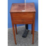 Edwardian mahogany sewing table, with hinged top and lift out fitted interior above a single