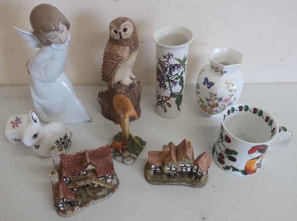 Selection of various decorative ceramics including Aynsley, Border Fine Arts, Lilliput Lane,