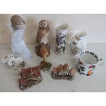 Selection of various decorative ceramics including Aynsley, Border Fine Arts, Lilliput Lane,