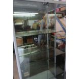 Crystal Glass Cabinet Limited modern white metal framed display cabinet, back and three shelves,