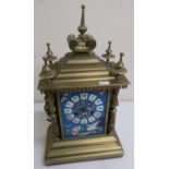 Late Victorian Indo-Persian style mantel clock, enameled panel dial set with stylized Roman numerals