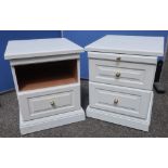 White finish bedside chest of three drawers and a similar open work cabinet (2) (50cm x 50cm x 60cm)
