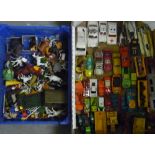 Collection of Dinky, Corgi, and other die-cast emergency, farm, and other unboxed vehicles, and a