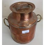 R J Hind of Taunton one gallon copper cream churn and cover, stamped R J Hind Cream 4, via GWR