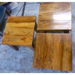 Set of three Mexican style hard wood occasional tables (51cm x 51cm x 51cm)