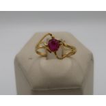 Burmese high grade gold and Burmese ruby ring (unmarked) (tested 22 - 24ct)