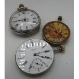 Victorian silver cased ladies fob watch, pin set gilt Swiss cylinder movement, ladies fob watch