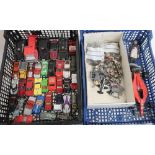 Collection of unboxed die-cast vehicles, Corgi, Lledo, Matchbox, etc, and a quantity of painted