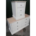 Portess of Oakham Limited bedside chest of 6 drawers in cream and limed oak finish, and a matching