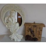 Past Times cream Mucha mirror and a Beach art key rack stamped BWG2016 (2)