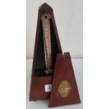 Malzel French mahogany cased Metronome with brass makers plaque on three turned feet with key