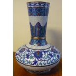 Large Cloisonne vase with bulbous body and flared tapering top, decorated with floral pattern and