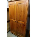 The Cabinet Workshop, Warwick, pine two door wardrobe, bun feet, (185cm x 60cm)