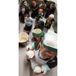Collection of eight Royal Doulton Dickens series figures. Royal Doulton small character jugs