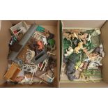 Collection of Britain's and others plastic farm and zoo animals, in two boxes