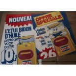 Two Total engine oil advertising posters, by Chaplin-Courrege Paris, 104cm x 68cm,