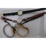 Ladies Zenith stainless steel wrist watch, 1930s MIDO chromium plated ladies wrist watch and three