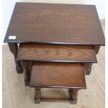 Nest of three oak occasional tables