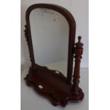 Victorian mahogany toilet mirror, oval plate on turned supports (66cm x 66cm) and a small