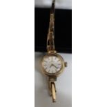 Omega ladies 9ct gold wrist watch on expanding gold bracelet stamped 375