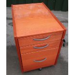 Ikea stained pine home office filing chest of three drawers