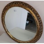 Gilt framed circular bevelled edge wall mirror (diameter 61cm)