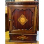 Good quality Edwardian inlaid mahogany smokers cabinet with fitted interior, and inlaid drawer above