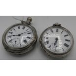 Late 19th C silver cased pocket watch, white enamel dial, full plate movement, numbered 1254888