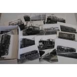 Box containing a quantity of various assorted mostly black and white railway related photographs,