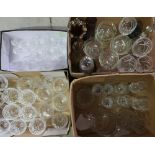 Large selection of glassware including quality cut glass, jugs, drinking glasses etc in three boxes