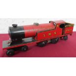 Chad Valley clockwork tinplate locomotive, number 17841 in LMS livery (26cm)