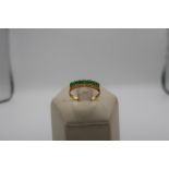 Burmese made high grade gold and seven stone jade ring (tested 22 - 24ct)