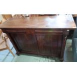 Victorian mahogany chiffonier base with two frieze drawers and two cupboards below, turned columns