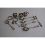 Collection of hallmarked silver - George III to George V, including Old English pattern tea