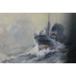 Frank Henry Mason, steam ship labouring in a stormy sea, watercolour, signed Frank H Mason and dated