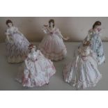 Five Royal Worcester fine bone china figures, inspired by the romance of the Victorian era, "The