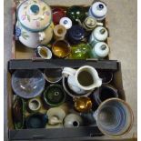 Large selection of various decorative ceramics, Studio ware etc, in two boxes, including