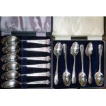 Set of six George V hallmarked silver coffee spoons, Sheffield 1929 and set of six Elkington and