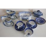 Selection of 19th C and later blue and white ceramics, including Willow pattern meat plates, part