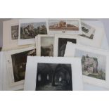 Collection of 18th C and later engravings, including Cries of London, Northern Counties Churches and
