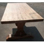 Rustic pine farmhouse table on trestle base (200cm x 100cm x 81cm)